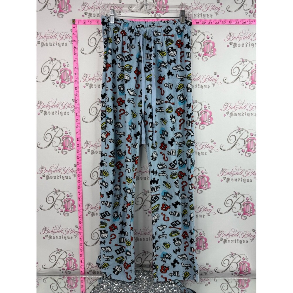 Monopoly fleece pants 2021 Blue Patterned Pajama Pants - Soft Cozy Sleepwear